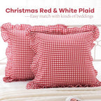 2 Pack Red White Gingham Ruffle Throw Pillow Covers 22''x22'' - Image 2