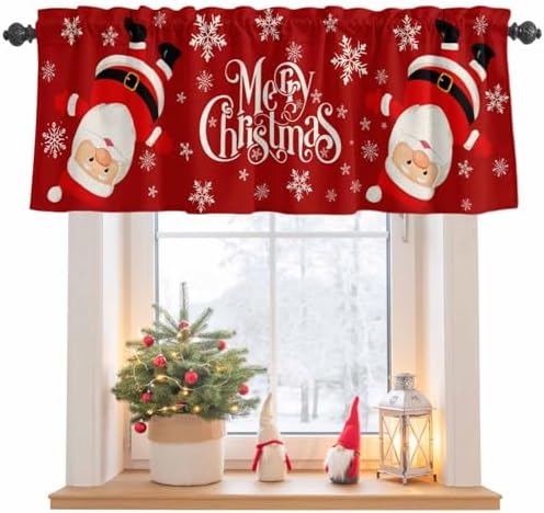 Red Merry Christmas Valance Curtains by VandarllinHomeKitchenDecor