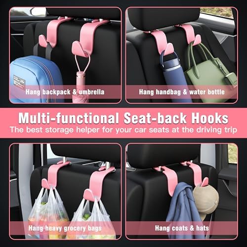 4-Pack Car Headrest Hooks Holds 55lbs Seat Storage Organizer - Image 3