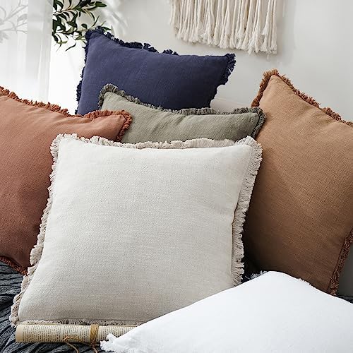 Foindtower Decorative Linen Fringe Throw Pillow Covers Cozy Boho Farmhouse - Image 2