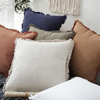 Foindtower Decorative Linen Fringe Throw Pillow Covers 20×20 Inch - Image 5