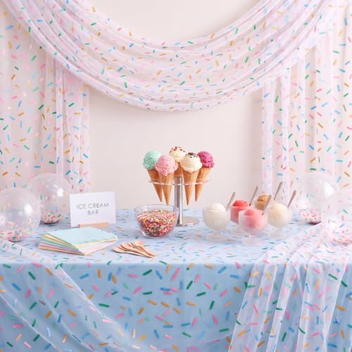 4 Pcs Sprinkles Table Runner 29x70 Inch White Tulle Ice Cream - Image 5