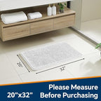 Chenille Bathroom Rug 20"x32" Light Gray, Non-Slip Plush Bath Mat - Image 2