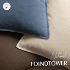 Foindtower Linen Solid Decorative Throw Pillow Covers 22x22 Inch Dark Blue - Image 4