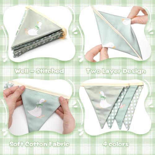 Hahafelt Goose Fabric Banner 1st Birthday Decor, Sage Green - Image 3