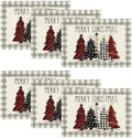 Artoid Mode Watercolor Grey Buffalo Plaid Christmas Trees Placemats Set of 6 by ArtoidMode