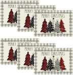 Artoid Mode Watercolor Grey Buffalo Plaid Christmas Trees Placemats Set of 6 by ArtoidMode