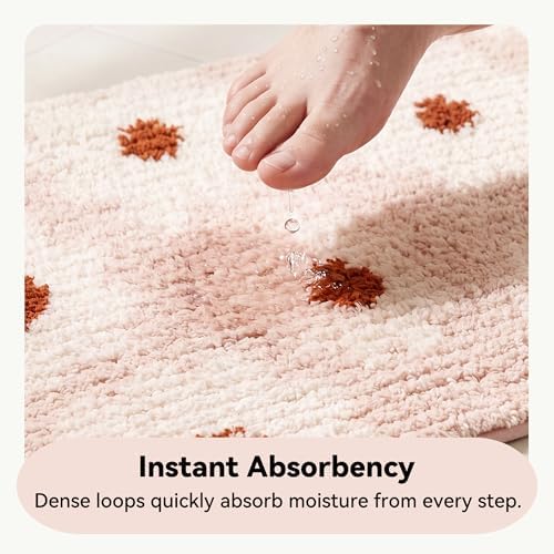 GRANNY SAYS Pink Daisy Bathroom Rug, Cute Bath Mat - Image 3