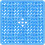 Square Shower Mat Bathtub Bath Mat Non Slip Clear Blue 21"x21" by NaolotureHome