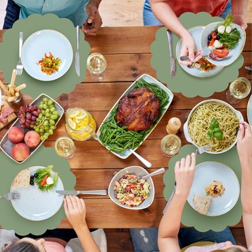 120 Pcs Sage Green Paper Placemat, Disposable Scalloped Wedding Placemats - Image 6