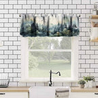 Forest Kitchen Valance Curtain, Watercolor Style Nature Mountain Woodland Green - Image 4