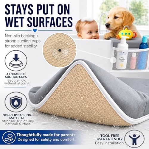 Comfortable Baby Bath Kneeler and Elbow Rest Pad Set, Non-Slip Bathtub Kneeling - Image 6