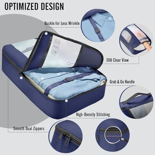 Veken 10 Set Packing Cubes for Travel Essentials, Anti-Wrinkle Buckled Suitcase - Image 4