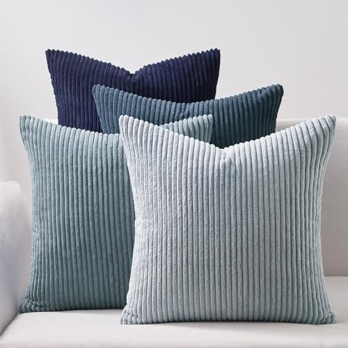 Topfinel Decorative Throw Pillow Covers Dark Blue Navy Series, Summer Corduroy by Topfinel