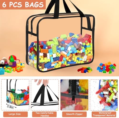 6 Pcs Large Toy Storage Bags Reusable Clear Toy Organizer - Image 3