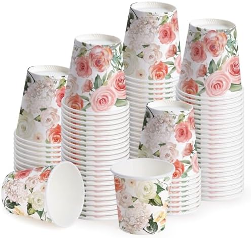 WRAPAHOLIC 3oz Rose Floral Bathroom Cups by WRAPAHOLIC