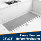 Chenille Bathroom Runner Rug 24"x72" Gray, Plush Bath Mat - Image 2