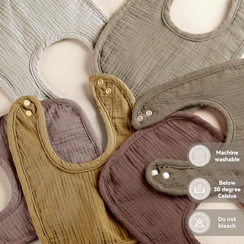 Muslin Baby Bibs for Unisex Boys Girls, Cotton Drool Bibs, Adjustable Newborn - Image 5