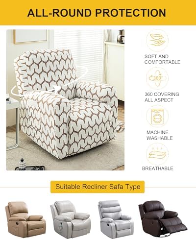 NILUOH Stretch Recliner Covers 4 Piece, Non-Slip Lazy Boy Chair Covers - Image 6
