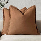 Foindtower Decorative Linen Fringe Throw Pillow Covers 20×20 Orange Brown by Foindtower