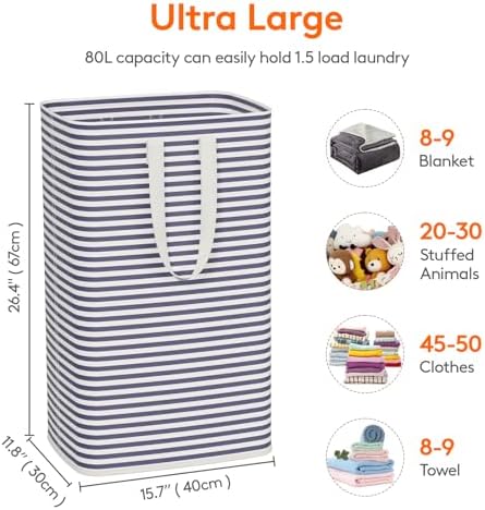 Lifewit 80L Large Laundry Baskets, 2 Pack, Reinforced Handles - Image 3