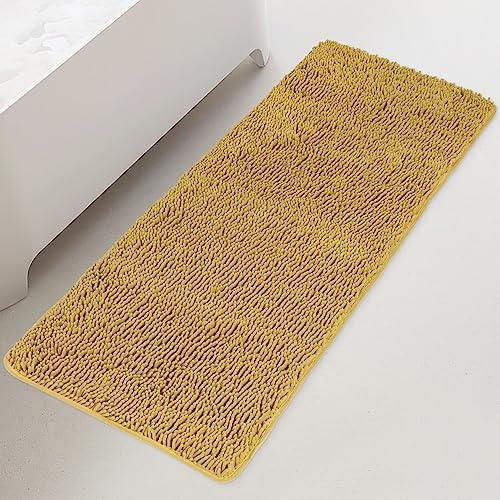Yeaban Chenille Mustard Bathroom Runner Rug 24"x60" by Yeaban
