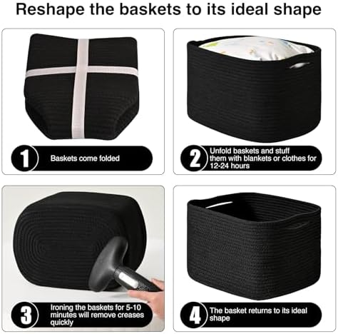 ICERZCZ Black Storage Baskets for Shelves, Small Storage Baskets for Organizing - Image 7
