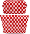 SOIDRAM 2 Pcs Checkered Makeup Bag Large Cosmetic Bag Toiletry Bag Makeup Pouch by SOIDRAM
