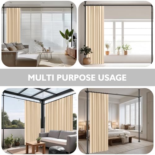 Room Divider Curtain Set-No Drilling Curtain Rod Set, Retractable Room Divider - Image 5
