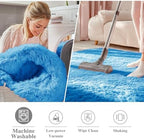 OLANLY Bright Blue Round Rugs for Bedroom - Image 3