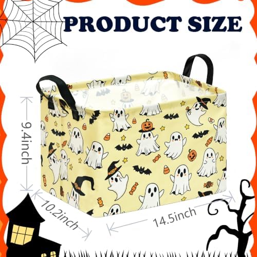 Halloween Basket Yellow Pumpkin Ghost Storage Toy bin - Image 2