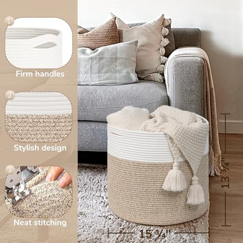Goodpick Woven Rope Basket for Blankets Fit Nursery & Living Room - Image 3