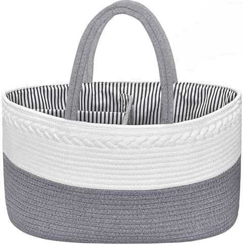 ABenkle X-Large Diaper Caddy Organizer, Boho Rustic Cotton Rope Nursery Baby by ABenkle