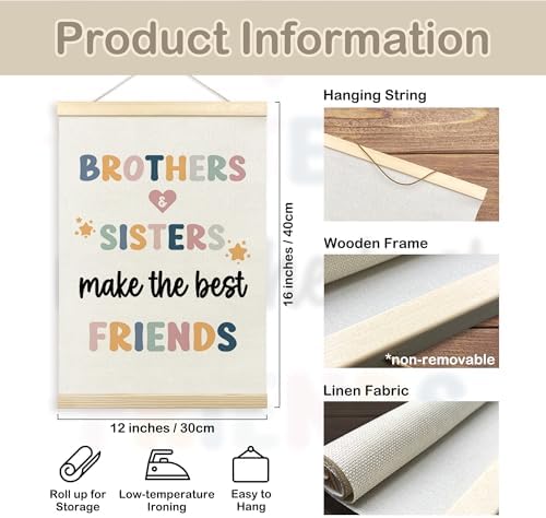 TLESKE Kids Room Playroom Poster Hanger Frame, Brothers Sisters Make the Best - Image 7