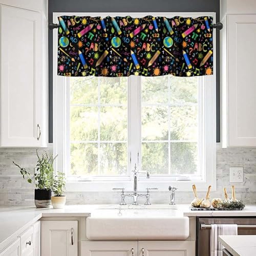 Alphabet Valances Curtains Colorful Stationery Learning Education Window - Image 6