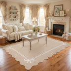 Garvee Scalloped Bow Rug Camel Washable Solid 3x5 Area Rugs - Image 4