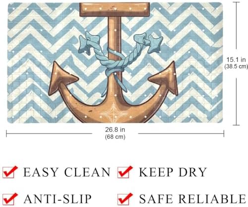 Shower Mat Non Slip, Anchor Zigzag Pattern Anti Slip Bath Mat - Image 4