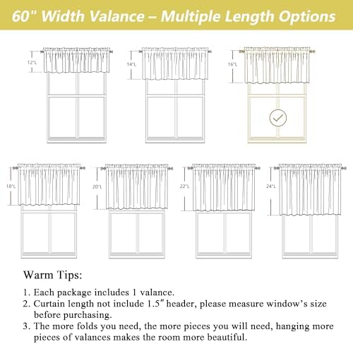 White Valances for Windows, Light Filtering Faux Linen Textured Small Short - Image 3