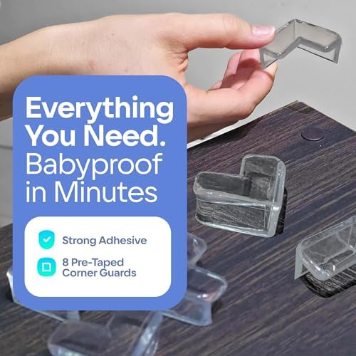 8-Pack Clear Baby Proof Corner Protectors, Soft Rubber Foam - Image 3