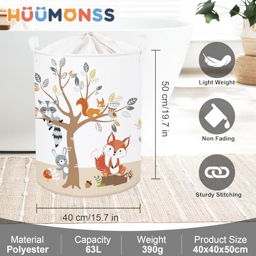 Forest Animals Laundry Hamper Woodland Tree Large Storage Basket Parents - Image 6