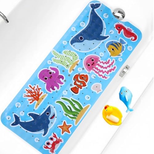 Baby Bath Mat for Tub Non Slip Kids Bathtub Mat Extra Long 40X16 Inch Toddler by Tubozadi