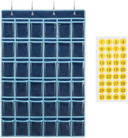 SAVERHO 36 Clear Pockets Classroom Pocket Chart by SAVERHO