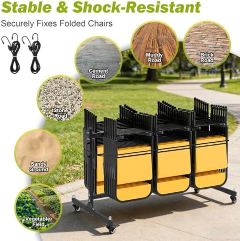 RANTILA Folding Chair Cart, Heavy Duty Chair Storage Dolly Holds 42 Chairs or - Image 6