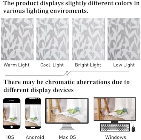 Lecloud Leia Texture Sheer White Curtains 54 Inch Length Set of 2 Panels - Image 5