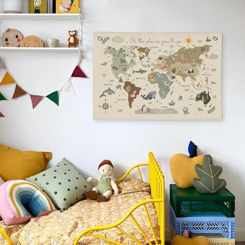 Wheatwin Playroom Decor, World Map Banner - Image 5