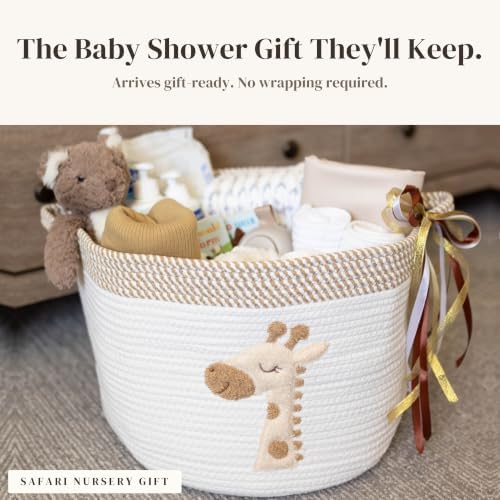 Giraffe Baby Storage Basket, Woven Cotton Rope Nursery Bin, 15x11 in - Image 6