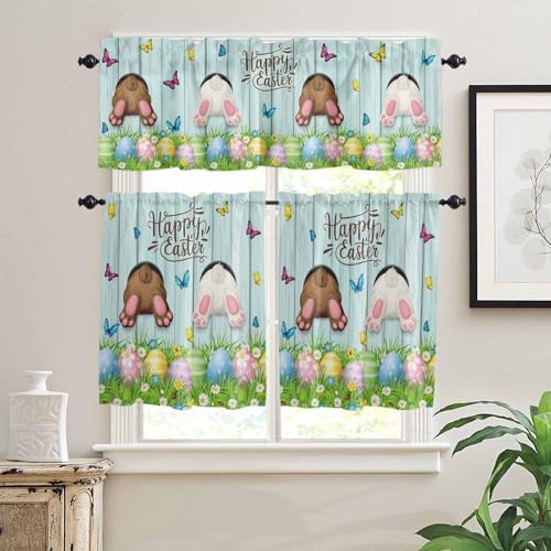 Vandarllin Spring Easter Kitchen Curtains and Valances Set, Funny Bunny Tails - Image 3
