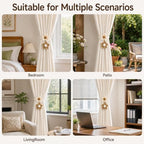 2 Pack Boho Curtain Tiebacks, Adjustable Linen Cotton Flower Holdbacks - Image 7