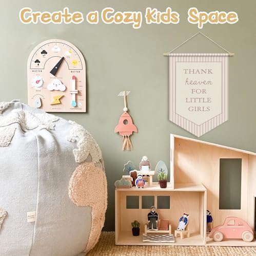 Girls Room Decor, Thank Heaven for Little Girls Wall Banner Flag - Image 4