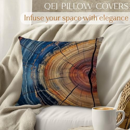 Tree Ring Pillow Cover 18x18, Rustic Farmhouse Decor, Abstract Modern Colorful - Image 2